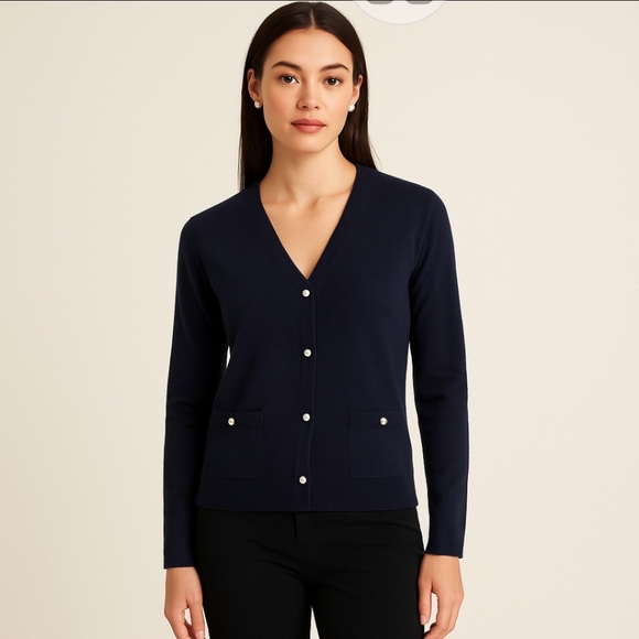 Jones New York Navy button up cardigan size XL - Picture 1 of 9